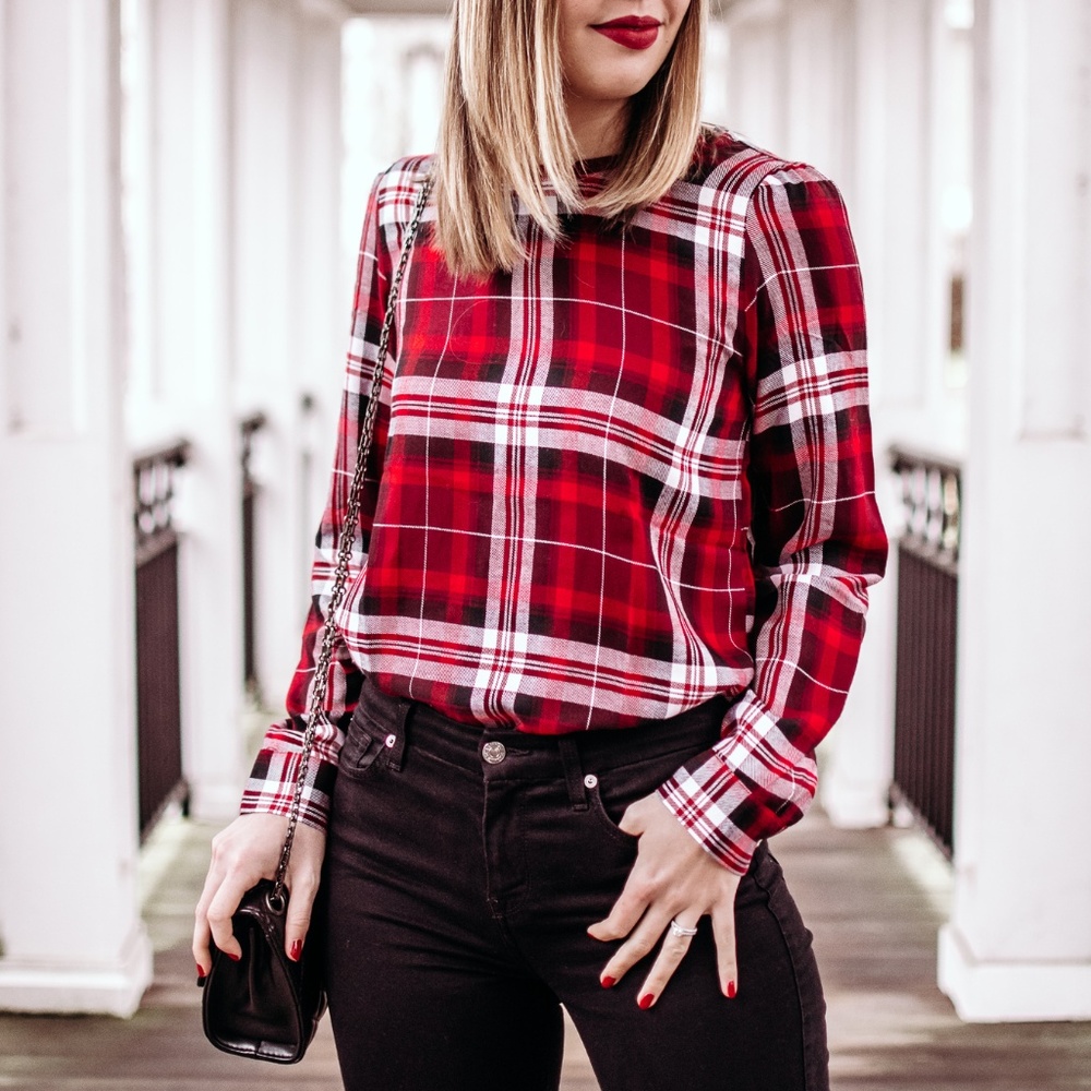LOFT Red Plaid Shirt